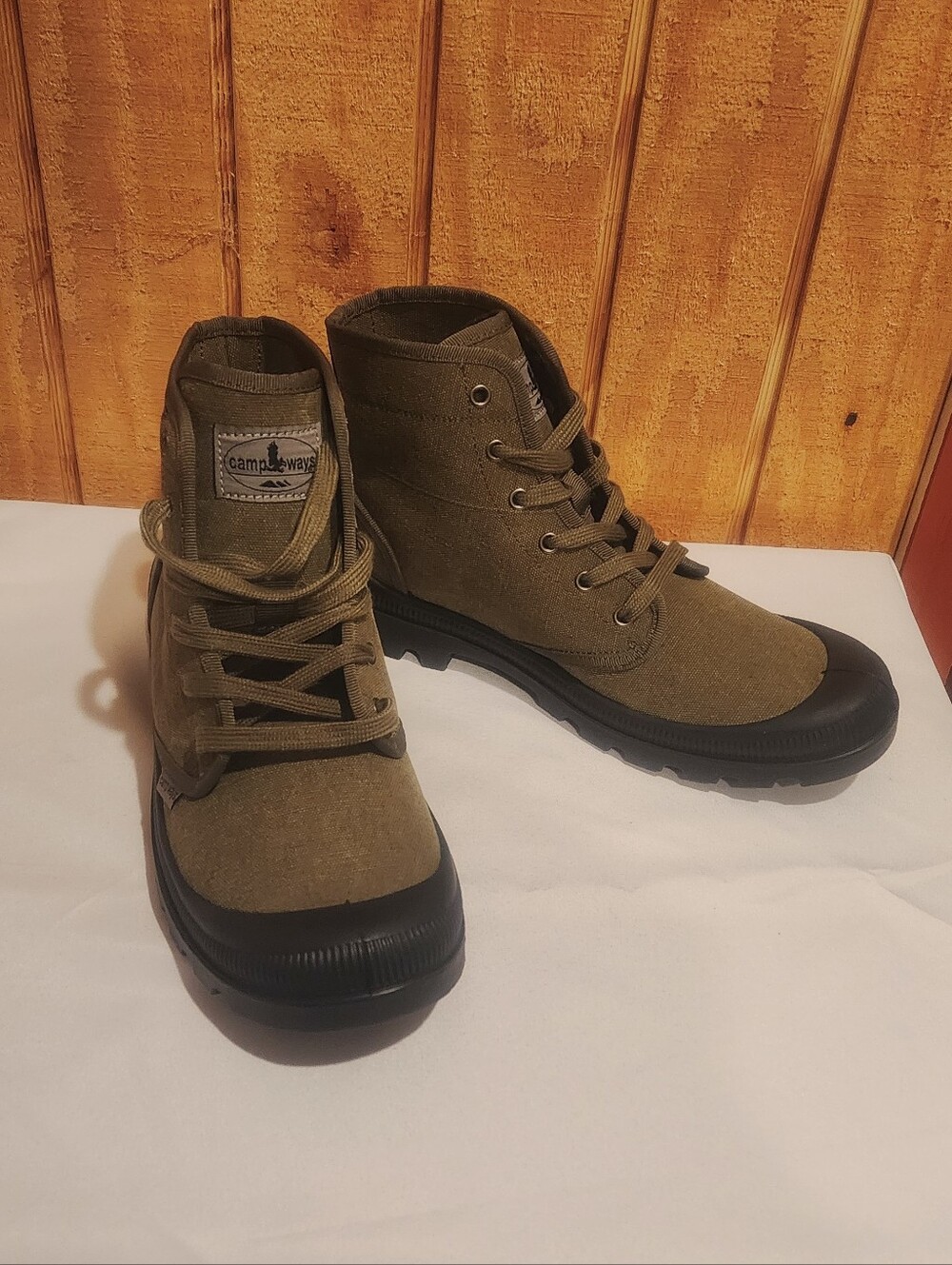 Camp Ways Olive Green Men's Hiking Outdoor Water Resistant Boots Size 12 - Picture 5 of 9